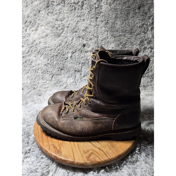 Mens Size 13M Waterproof Oil Resistant GEORGIA BOOT Work Boot Brown Lace Up - Picture 2 of 11